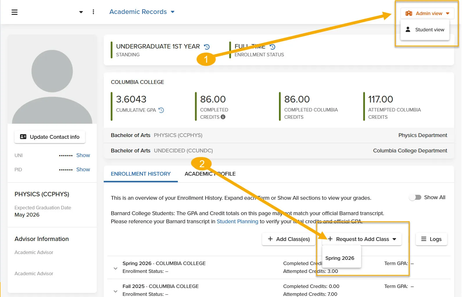 This image spotlights the button for initiating petition requests